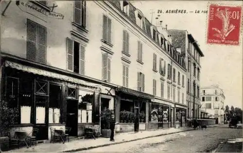 Ak Asnières sur Seine Hauts-de-Seine, Rue