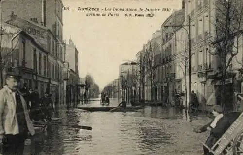 Ak Asnières sur Seine Hauts-de-Seine, Inondations Janvier 1910, Avenue de Paris