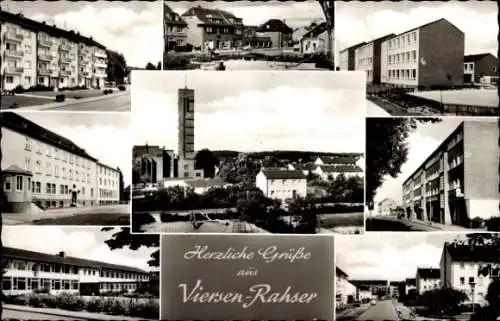 Ak Viersen Rahser, Wohnhäuser, Straßen, Turmuhr