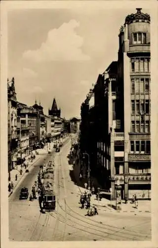 Ak Praha Prag Tschechien, Straßenblick, Tram