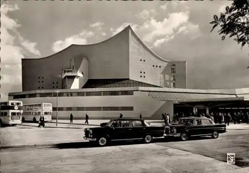 Ak Berlin Tiergarten, Philharmonie, Außenansicht, Doppeldeckerbuse, Autos, Klinke & Co.