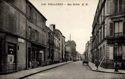 Ak Vincennes Val de Marne, Rue Dohis, Straßenansicht, Geschäfte