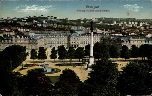 Ak Stuttgart in Baden Württemberg, Schlossplatz mit neuem Schloss