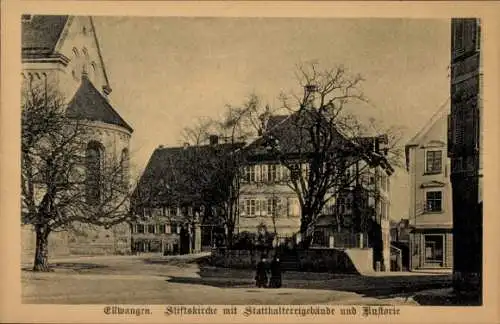 Ak Ellwangen an der Jagst Württemberg, Stiftskirche, Statthaltereigebäude, Luftorie