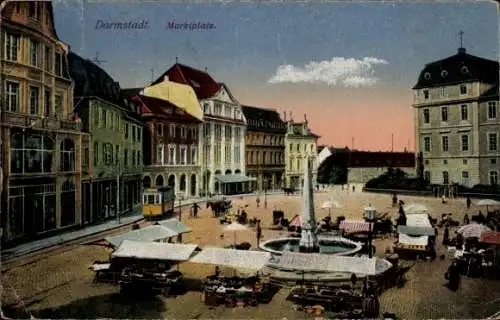 Ak Darmstadt in Hessen, Marktplatz