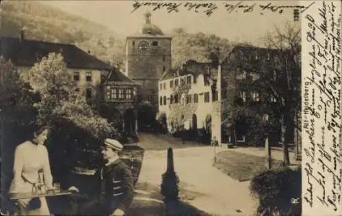 Ak Heidelberg am Neckar, Teilansicht, Turm, Student