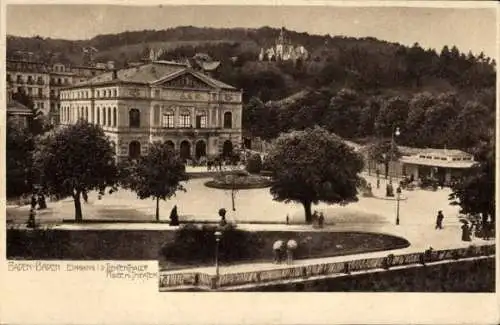 Ak Baden Baden am Schwarzwald, Eingang in den Tichtenthaler, Allee mit Theater