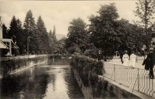 Ak Baden Baden am Schwarzwald, An der Oos beim Englischen Hut, Kanal