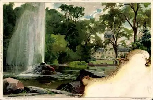 Künstler Litho Kley, Heinrich, Karlsruhe in Baden Württemberg, Schlossgarten, Wasserfontaine
