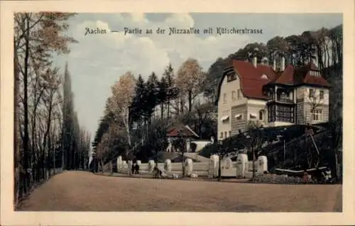 Ak Aachen, Aussicht auf Nizzaallee, Wohnung, Bäume, Straße, Kütscherstraße