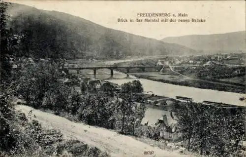 Ak Freudenberg am Main Baden, FREUDENBERG a. Main, Blick in das Maintal, neue Brücke