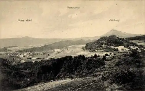 Ak Nürburg in der Eifel, Landschaftsbild, Hohe Acht, Panorama, historische Postkarte