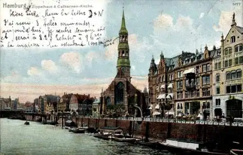 Ak Hamburg, Zippelhaus und Katharinenkirche