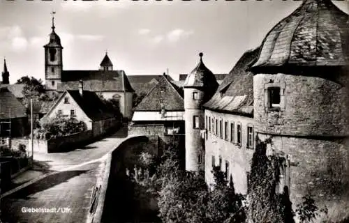 Ak Giebelstadt in Unterfranken, Ortspartie, Burg, Kirche