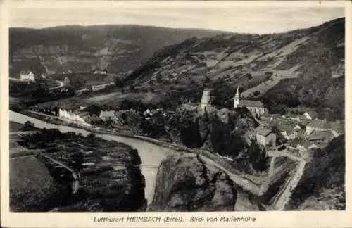 Ak Heimbach in der Eifel, Blick von der Marienhöhe ins Tal, Kirche, Fluss