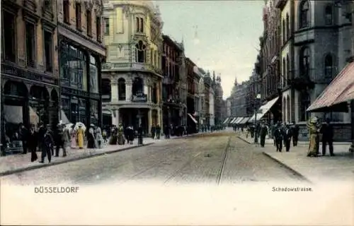 Ak Düsseldorf am Rhein, Blick in die Schadowstraße, Passanten