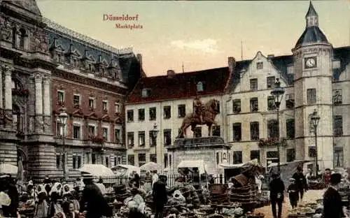 Ak Düsseldorf am Rhein, Marktplatz, Denkmal