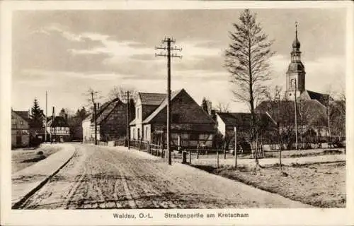 Ak Wykroty Waldau Oberlausitz Schlesien, Straßenpartie am Kretscham