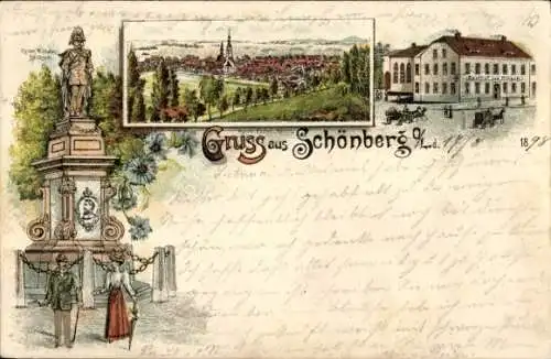 Litho Sulików Schönberg Oberlausitz Schlesien, Kaiser Wilhelm Denkmal, Panorama, Gasthof