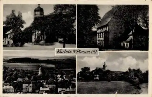 Ak Plauen im Vogtland, Verschiedene Ansichten von Kürbitz, alte Gebäude, ländliche Landschaft