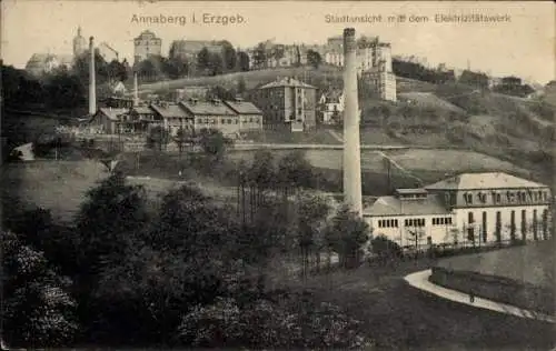 Ak Annaberg Buchholz im Erzgebirge, Stadtansicht, Elektrizitätswerk