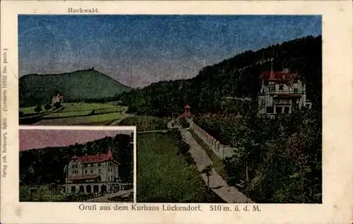 Ak Lückendorf Oybin Oberlausitz, Blick auf das Kurhaus  Hochwald, Farbige Landschaft, Historis...