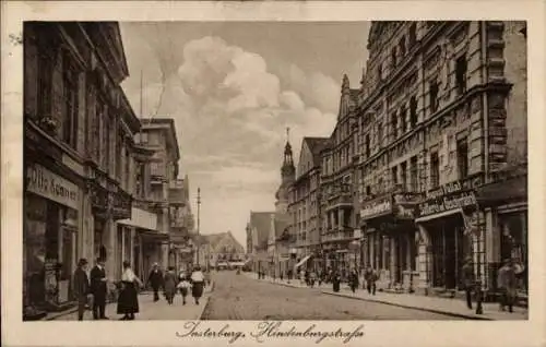 Ak Tschernjachowsk Insterburg Ostpreußen, Hindenburgstraße, Geschäfte