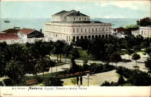 Ak Insel Madeira Portugal, Theatro e Jardin Publico