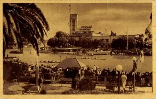 Ak Buenos Aires Argentinien, Stadthaus, Fluss, Regatta, Menschenmenge, Palmen