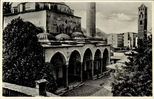 Ak Sarajevo Bosnien Herzegowina, Begova Moschee mit Uhrturm