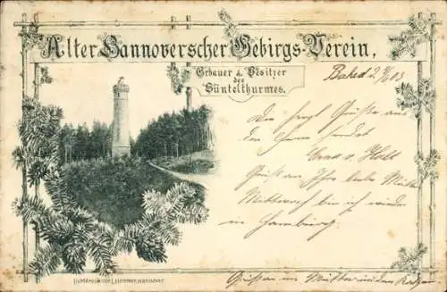 Ak Bad Münder am Deister, Hannoverscher Gebirgs-Verein, Süntelturm