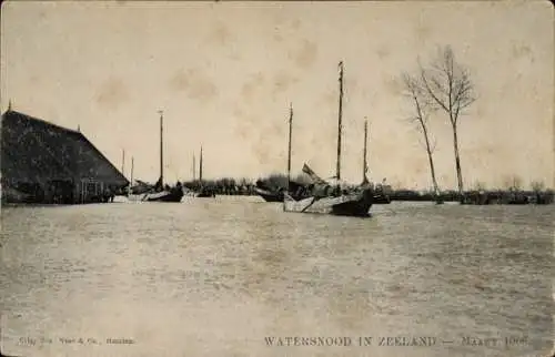 Ak Zeeland Nordbrabant Niederlande, Boote auf Wasser, erkennbare Landschaft, historische Postk...