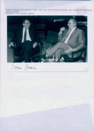 Foto Bundeskanzler Helmut Kohl, Ministerpräsident von Baden-Württemberg Lothar Späth