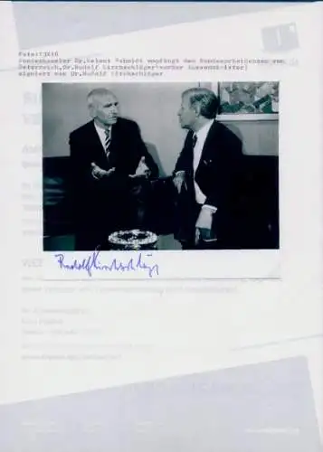 Foto Bundeskanzler Helmut Schmidt, Österreichischer Bundespräsident Rudolf Kirchschläger