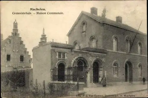 Ak Machelen Flämisch Brabant, Maison Communale