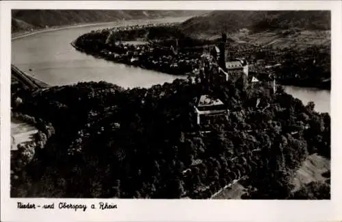 Ak Niederspay Spay am Rhein, Fliegeraufnahme, Oberspay