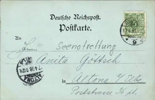 Mondschein Ak Seenotrettung, Rettungsboot, Stürmische See