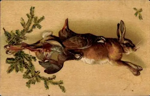 Litho Erlegte Tiere, Jagdbeute, Jagd, Hase