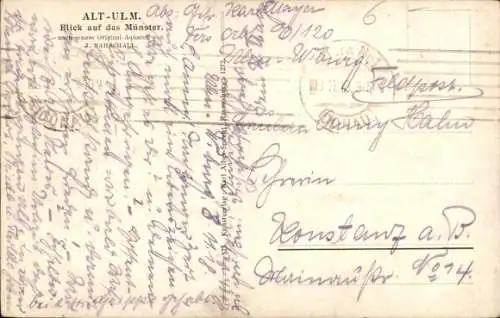 Künstler Ak Marschall, J., Ulm an der Donau, Münster