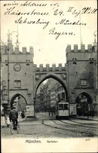 Ak München, Karlstor, Straßenbahn Nr. 139