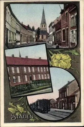 Ak Staden Westflandern, Eisenbahn, Kirche, Blumen