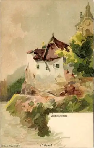 Künstler Ak König, J., Dürnstein an der Donau Wachau Niederösterreich, Haus