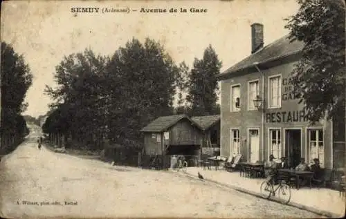 CPA Semuy Ardennes, Avenue de la Gare, Restaurant