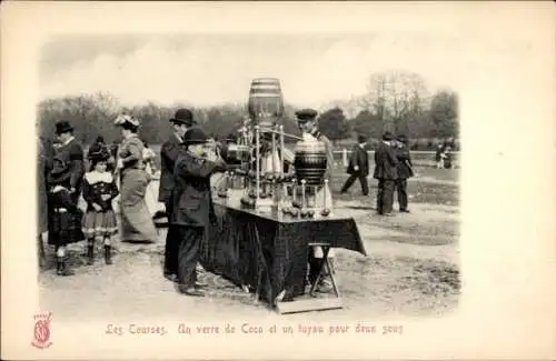 CPA Paris, Les Courses, Un verre de Coco et un luyau pour deux sous