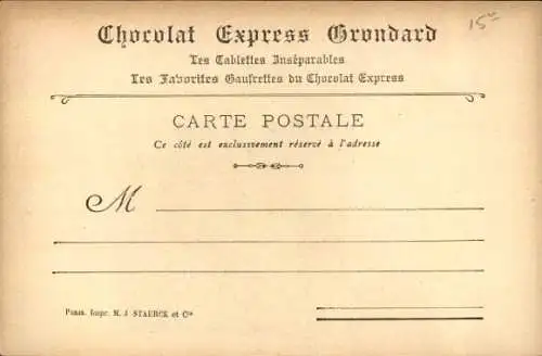 CPA Petit Palais, Reklame, Chocolat Express Grondard