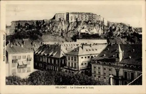 Ak Belfort Beffert Beffort Territoire de Belfort, Burg, Stadt und Löwe