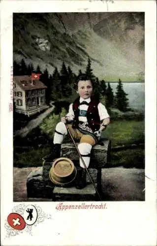 Ak Appenzell, Junge in schweizerischer Tracht, Appenzellertracht