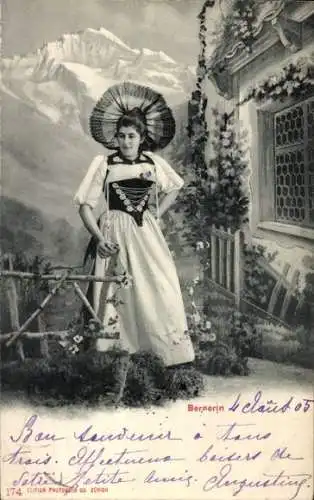 Ak Kanton Bern, Bernerin, Frau in schweizerischer Tracht