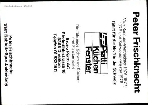 Ak Radrennfahrer Peter Frischknecht, Portrait, Autogramm