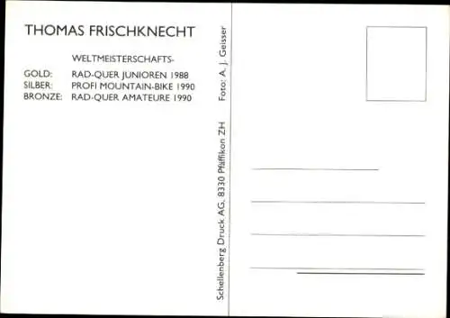 Ak Radrennfahrer Thomas Frischknecht, Autogramm